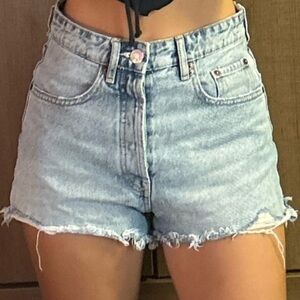 Zara Blue Jean Shorts Distressed High-Rise